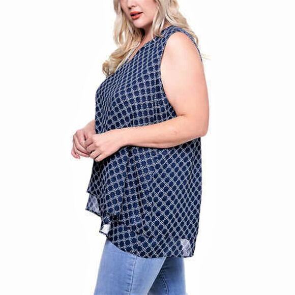 New! Cristina B Lightweight Blouse Soft Double Layer Hi-low Hem Tunic Top - Picture 3 of 6